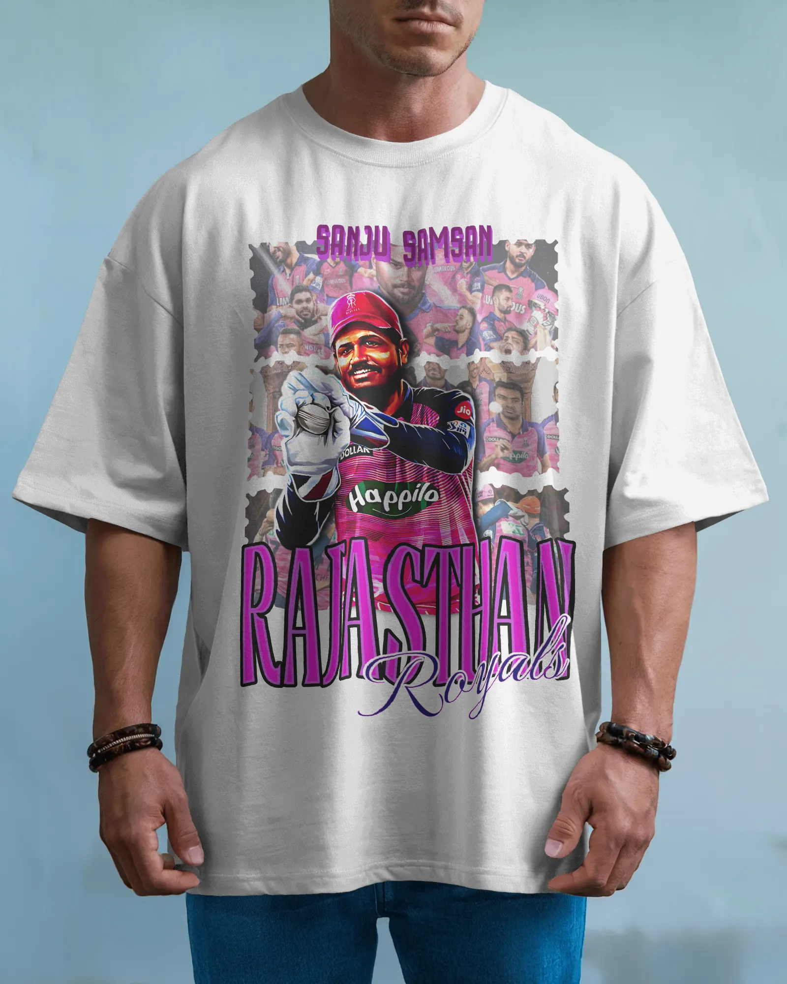 ['Premium Rajasthan Royals Sanju Samson Oversized T-shirt by YORD (T-Shirts) - photo 1 of 5', 'Premium Rajasthan Royals Sanju Samson Oversized T-shirt by YORD (T-Shirts) - photo 2 of 5', 'Premium Rajasthan Royals Sanju Samson Oversized T-shirt by YORD (T-Shirts) - photo 3 of 5', 'Premium Rajasthan Royals Sanju Samson Oversized T-shirt by YORD (T-Shirts) - photo 4 of 5', 'Premium Rajasthan Royals Sanju Samson Oversized T-shirt by YORD (T-Shirts) - photo 5 of 5']