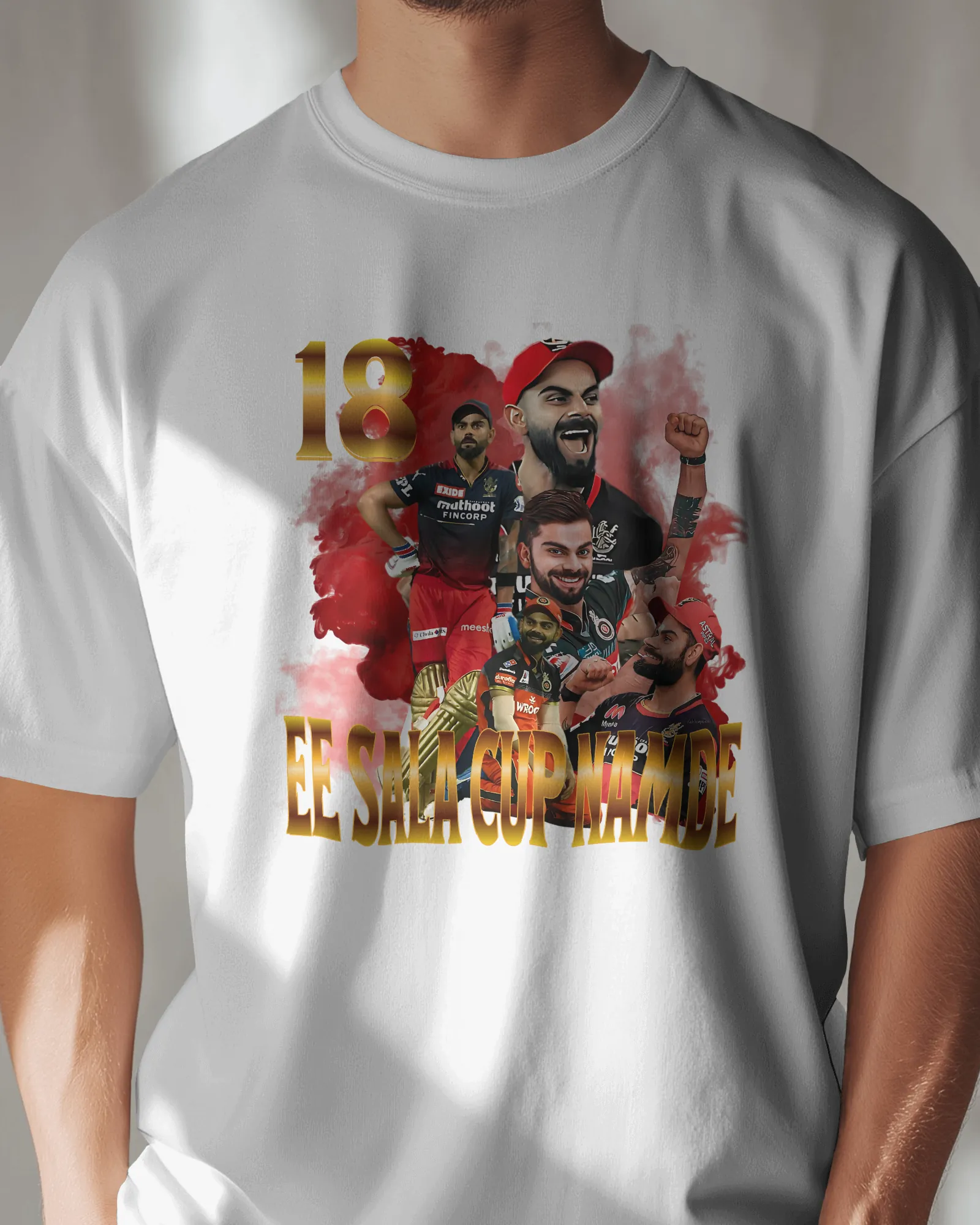 ["Premium RCB Cricket Fan 'Ee Sala Cup Namde' White T-shirt by YORD (T-Shirts) - photo 1 of 8", "Premium RCB Cricket Fan 'Ee Sala Cup Namde' White T-shirt by YORD (T-Shirts) - photo 2 of 8", "Premium RCB Cricket Fan 'Ee Sala Cup Namde' White T-shirt by YORD (T-Shirts) - photo 3 of 8", "Premium RCB Cricket Fan 'Ee Sala Cup Namde' White T-shirt by YORD (T-Shirts) - photo 4 of 8", "Premium RCB Cricket Fan 'Ee Sala Cup Namde' White T-shirt by YORD (T-Shirts) - photo 5 of 8", "Premium RCB Cricket Fan 'Ee Sala Cu
