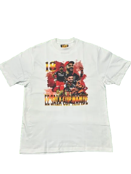 ["Premium RCB Cricket Fan 'Ee Sala Cup Namde' White T-shirt by YORD (T-Shirts) - photo 1 of 8", "Premium RCB Cricket Fan 'Ee Sala Cup Namde' White T-shirt by YORD (T-Shirts) - photo 2 of 8", "Premium RCB Cricket Fan 'Ee Sala Cup Namde' White T-shirt by YORD (T-Shirts) - photo 3 of 8", "Premium RCB Cricket Fan 'Ee Sala Cup Namde' White T-shirt by YORD (T-Shirts) - photo 4 of 8", "Premium RCB Cricket Fan 'Ee Sala Cup Namde' White T-shirt by YORD (T-Shirts) - photo 5 of 8", "Premium RCB Cricket Fan 'Ee Sala Cu
