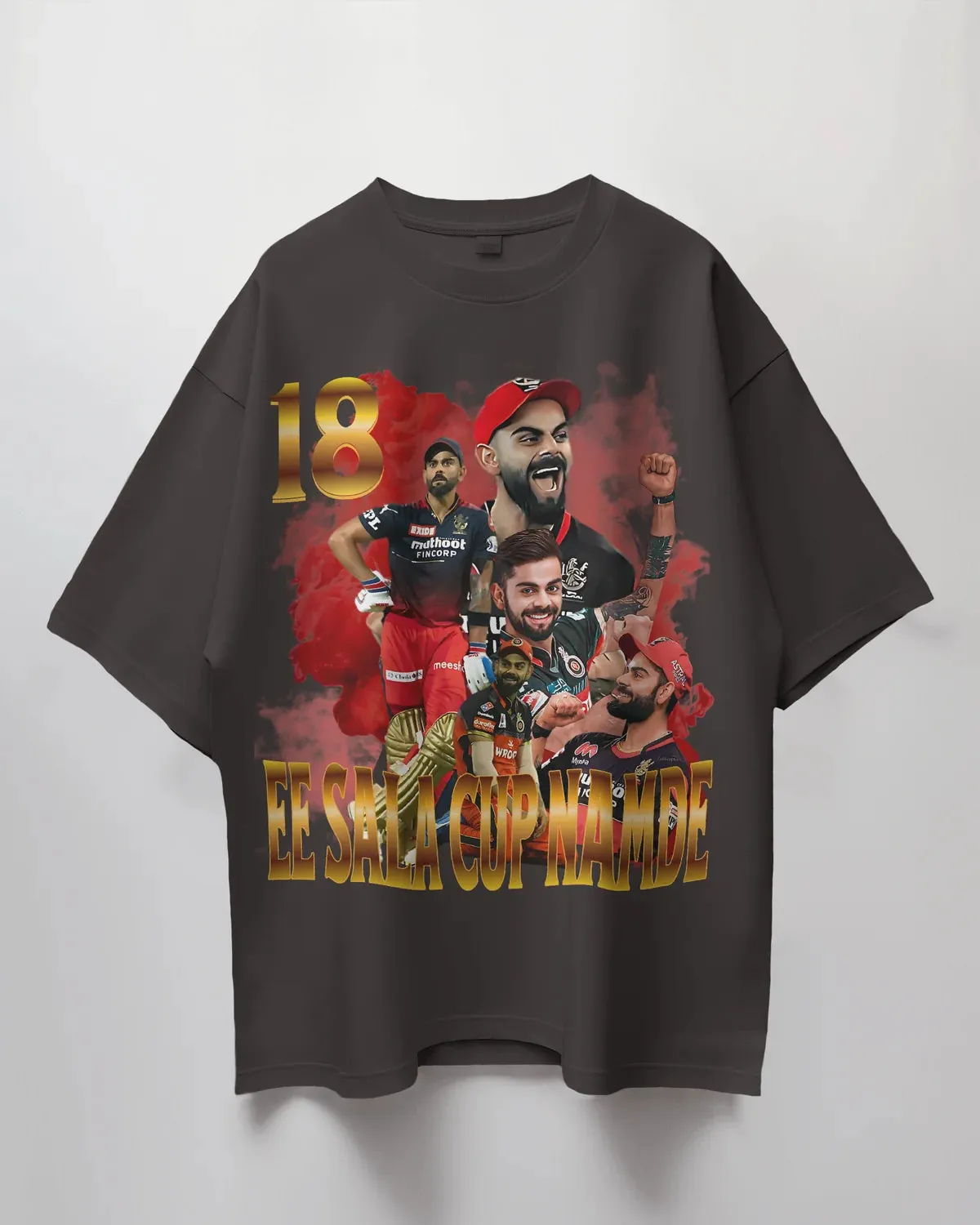 ["Premium RCB 'EE SALA CUP NAMDE' Oversized Cricket T-shirt by YORD (T-Shirts) - photo 1 of 9", "Premium RCB 'EE SALA CUP NAMDE' Oversized Cricket T-shirt by YORD (T-Shirts) - photo 2 of 9", "Premium RCB 'EE SALA CUP NAMDE' Oversized Cricket T-shirt by YORD (T-Shirts) - photo 3 of 9", "Premium RCB 'EE SALA CUP NAMDE' Oversized Cricket T-shirt by YORD (T-Shirts) - photo 4 of 9", "Premium RCB 'EE SALA CUP NAMDE' Oversized Cricket T-shirt by YORD (T-Shirts) - photo 5 of 9", "Premium RCB 'EE SALA CUP NAMDE' Ove