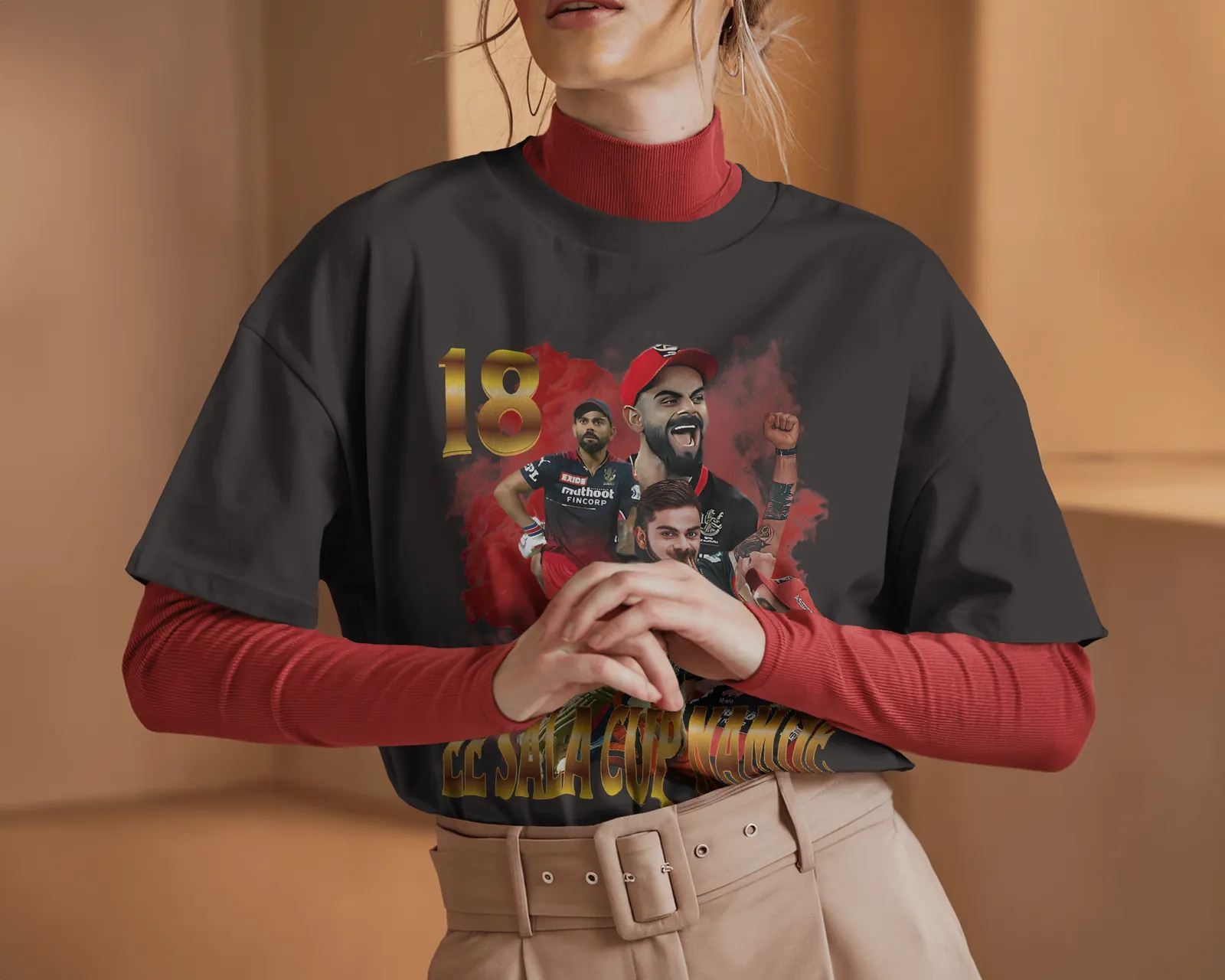 ["Premium RCB 'EE SALA CUP NAMDE' Oversized Cricket T-shirt by YORD (T-Shirts) - photo 1 of 9", "Premium RCB 'EE SALA CUP NAMDE' Oversized Cricket T-shirt by YORD (T-Shirts) - photo 2 of 9", "Premium RCB 'EE SALA CUP NAMDE' Oversized Cricket T-shirt by YORD (T-Shirts) - photo 3 of 9", "Premium RCB 'EE SALA CUP NAMDE' Oversized Cricket T-shirt by YORD (T-Shirts) - photo 4 of 9", "Premium RCB 'EE SALA CUP NAMDE' Oversized Cricket T-shirt by YORD (T-Shirts) - photo 5 of 9", "Premium RCB 'EE SALA CUP NAMDE' Ove