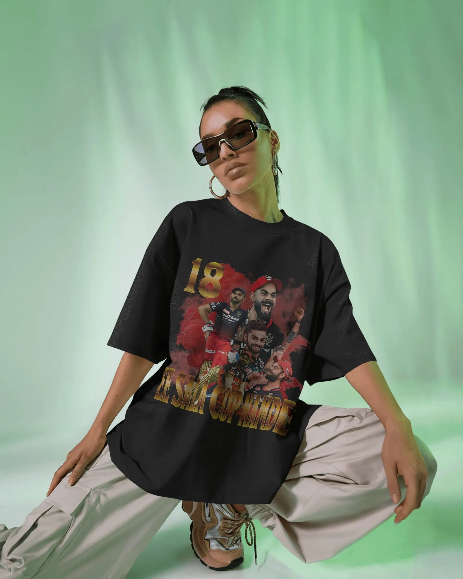 ["Premium RCB 'EE SALA CUP NAMDE' Oversized Cricket T-shirt by YORD (T-Shirts) - photo 1 of 9", "Premium RCB 'EE SALA CUP NAMDE' Oversized Cricket T-shirt by YORD (T-Shirts) - photo 2 of 9", "Premium RCB 'EE SALA CUP NAMDE' Oversized Cricket T-shirt by YORD (T-Shirts) - photo 3 of 9", "Premium RCB 'EE SALA CUP NAMDE' Oversized Cricket T-shirt by YORD (T-Shirts) - photo 4 of 9", "Premium RCB 'EE SALA CUP NAMDE' Oversized Cricket T-shirt by YORD (T-Shirts) - photo 5 of 9", "Premium RCB 'EE SALA CUP NAMDE' Ove