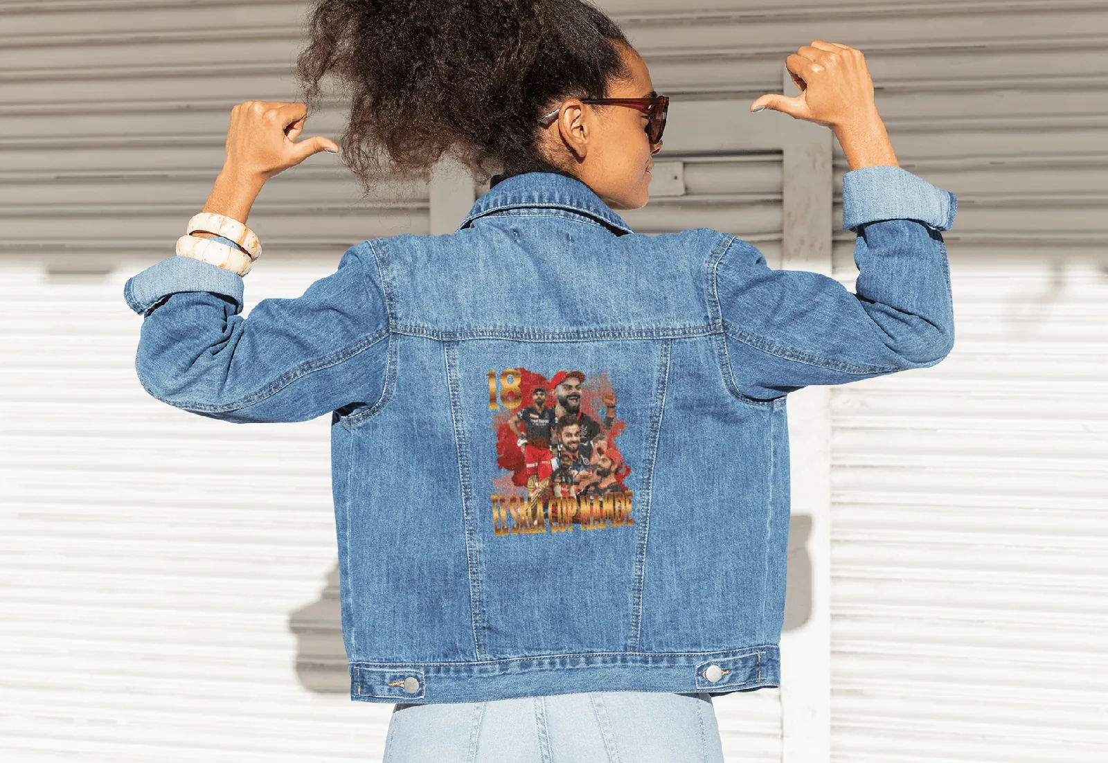 ['Premium RCB IPL Limited Edition Denim Jacket by YORD (Denim) - photo 1 of 5', 'Premium RCB IPL Limited Edition Denim Jacket by YORD (Denim) - photo 2 of 5', 'Premium RCB IPL Limited Edition Denim Jacket by YORD (Denim) - photo 3 of 5', 'Premium RCB IPL Limited Edition Denim Jacket by YORD (Denim) - photo 4 of 5', 'Premium RCB IPL Limited Edition Denim Jacket by YORD (Denim) - photo 5 of 5']