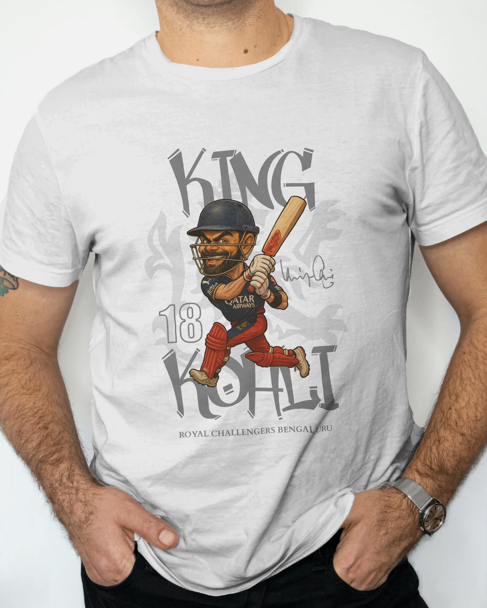 ['Premium RCB King Kohli Cricket Regular  T-Shirt | Limited Edition by YORD (T-Shirts) - photo 1 of 5', 'Premium RCB King Kohli Cricket Regular  T-Shirt | Limited Edition by YORD (T-Shirts) - photo 2 of 5', 'Premium RCB King Kohli Cricket Regular  T-Shirt | Limited Edition by YORD (T-Shirts) - photo 3 of 5', 'Premium RCB King Kohli Cricket Regular  T-Shirt | Limited Edition by YORD (T-Shirts) - photo 4 of 5', 'Premium RCB King Kohli Cricket Regular  T-Shirt | Limited Edition by YORD (T-Shirts) - photo 5 of 