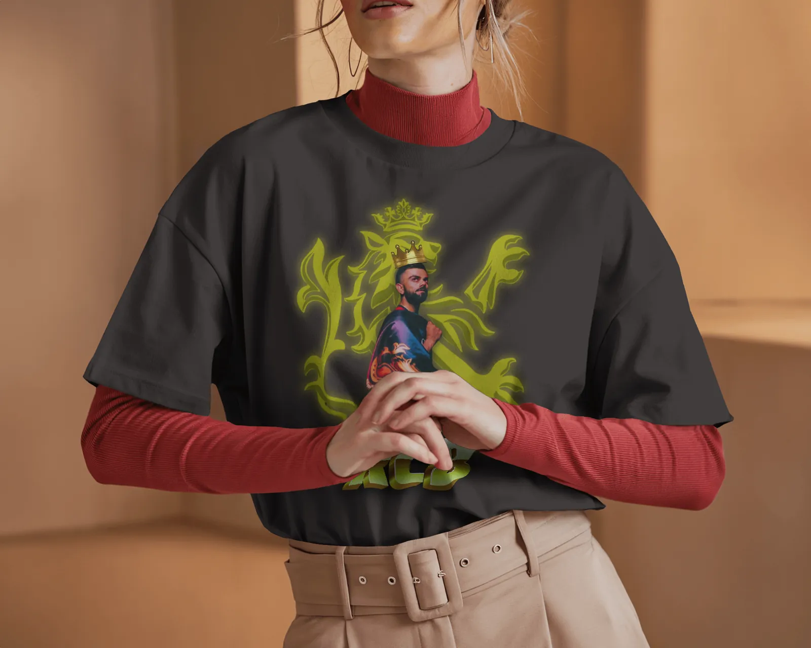 ['Premium RCB King Oversized Glow Print T-shirt - Limited Edition by YORD (T-Shirts) - photo 1 of 4', 'Premium RCB King Oversized Glow Print T-shirt - Limited Edition by YORD (T-Shirts) - photo 2 of 4', 'Premium RCB King Oversized Glow Print T-shirt - Limited Edition by YORD (T-Shirts) - photo 3 of 4', 'Premium RCB King Oversized Glow Print T-shirt - Limited Edition by YORD (T-Shirts) - photo 4 of 4']