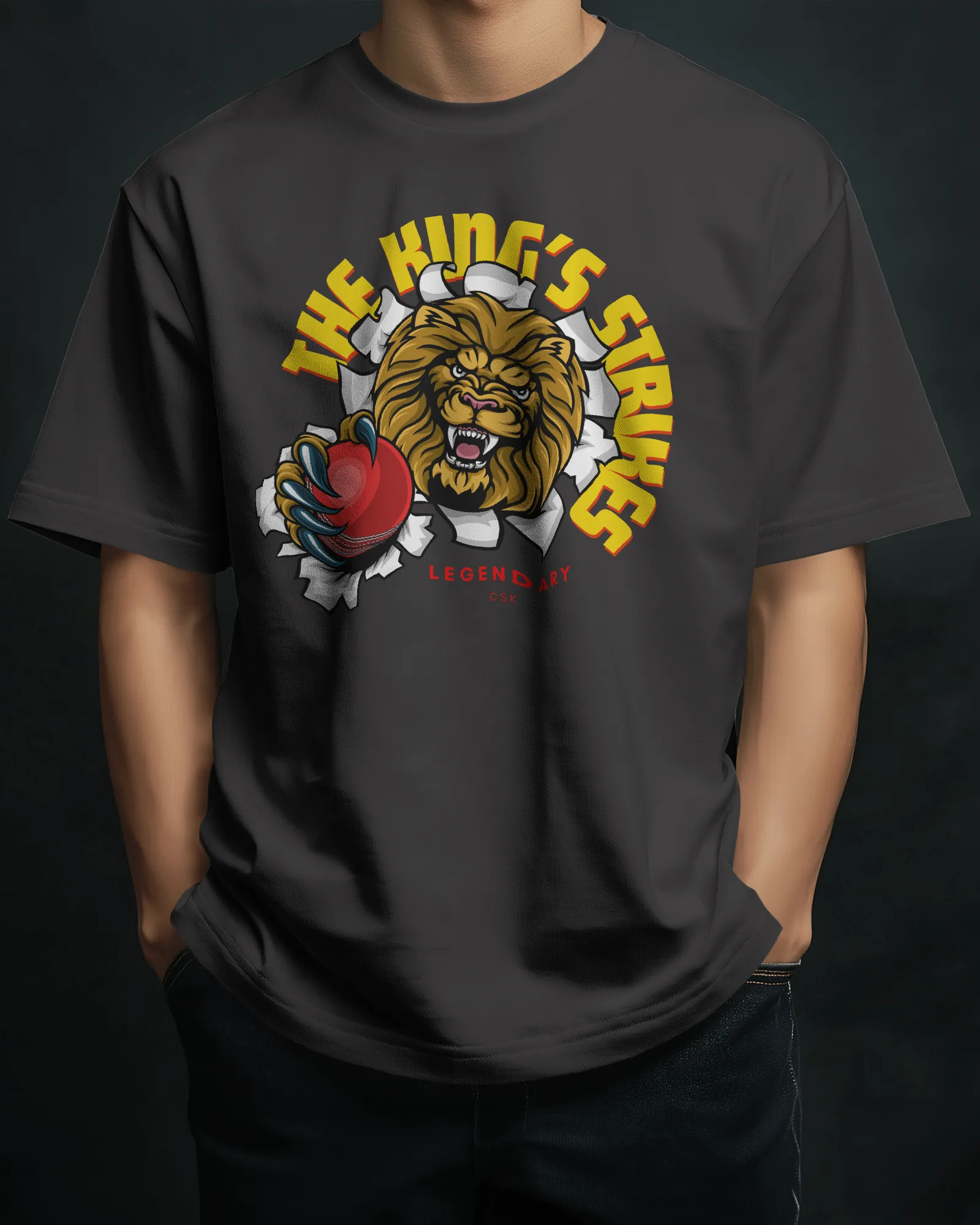 ["Premium RCB King's Strike Oversized Cricket T-shirt - IPL Edition by YORD (T-Shirts) - photo 1 of 5", "Premium RCB King's Strike Oversized Cricket T-shirt - IPL Edition by YORD (T-Shirts) - photo 2 of 5", "Premium RCB King's Strike Oversized Cricket T-shirt - IPL Edition by YORD (T-Shirts) - photo 3 of 5", "Premium RCB King's Strike Oversized Cricket T-shirt - IPL Edition by YORD (T-Shirts) - photo 4 of 5", "Premium RCB King's Strike Oversized Cricket T-shirt - IPL Edition by YORD (T-Shirts) - photo 5 of 