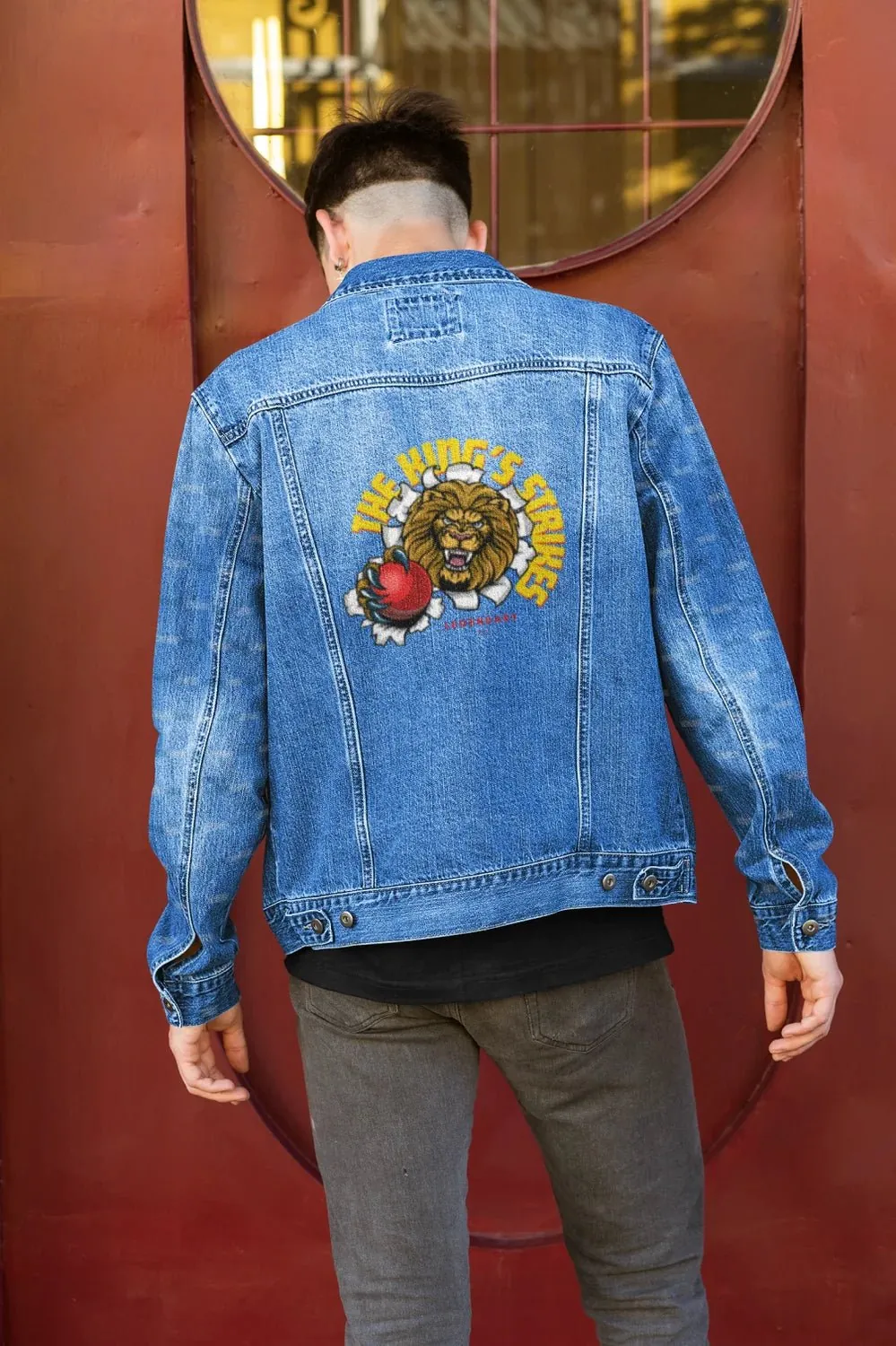 ["Premium RCB The Lion's Pride Embroidered Denim Jacket by YORD (Denim) - photo 1 of 5", "Premium RCB The Lion's Pride Embroidered Denim Jacket by YORD (Denim) - photo 2 of 5", "Premium RCB The Lion's Pride Embroidered Denim Jacket by YORD (Denim) - photo 3 of 5", "Premium RCB The Lion's Pride Embroidered Denim Jacket by YORD (Denim) - photo 4 of 5", "Premium RCB The Lion's Pride Embroidered Denim Jacket by YORD (Denim) - photo 5 of 5"]