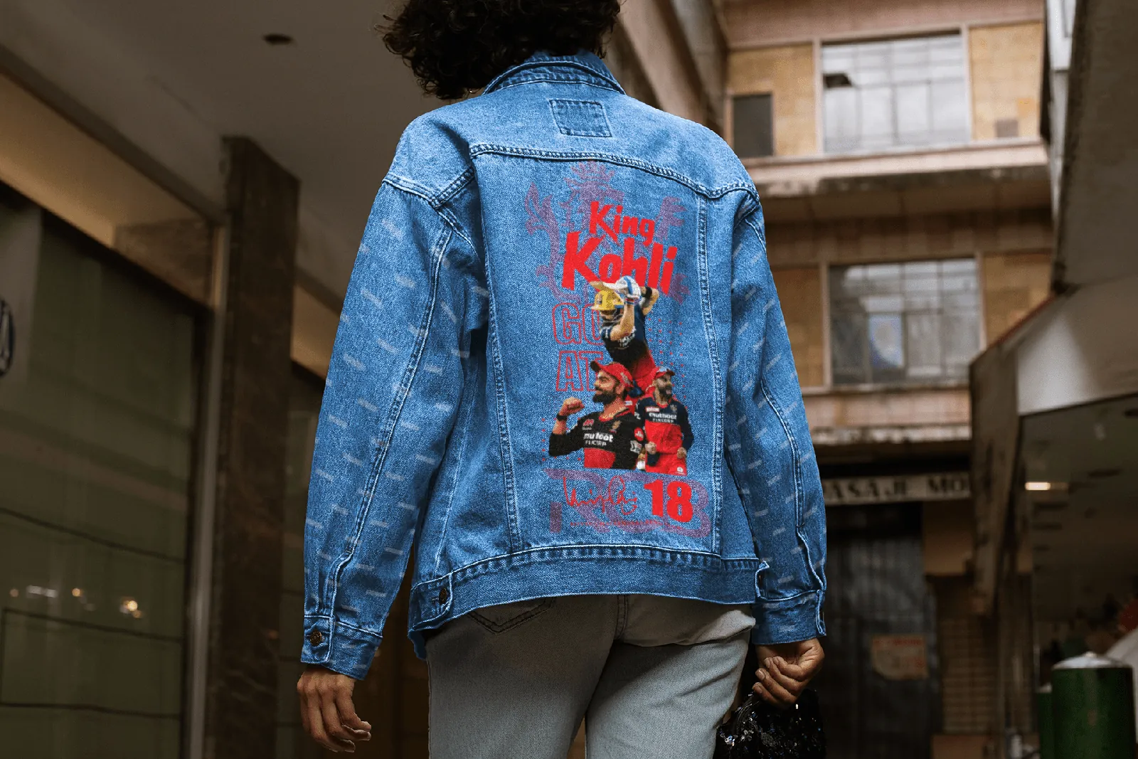 Premium RCB Virat Kohli King Denim Jacket - Limited Edition - alternate view