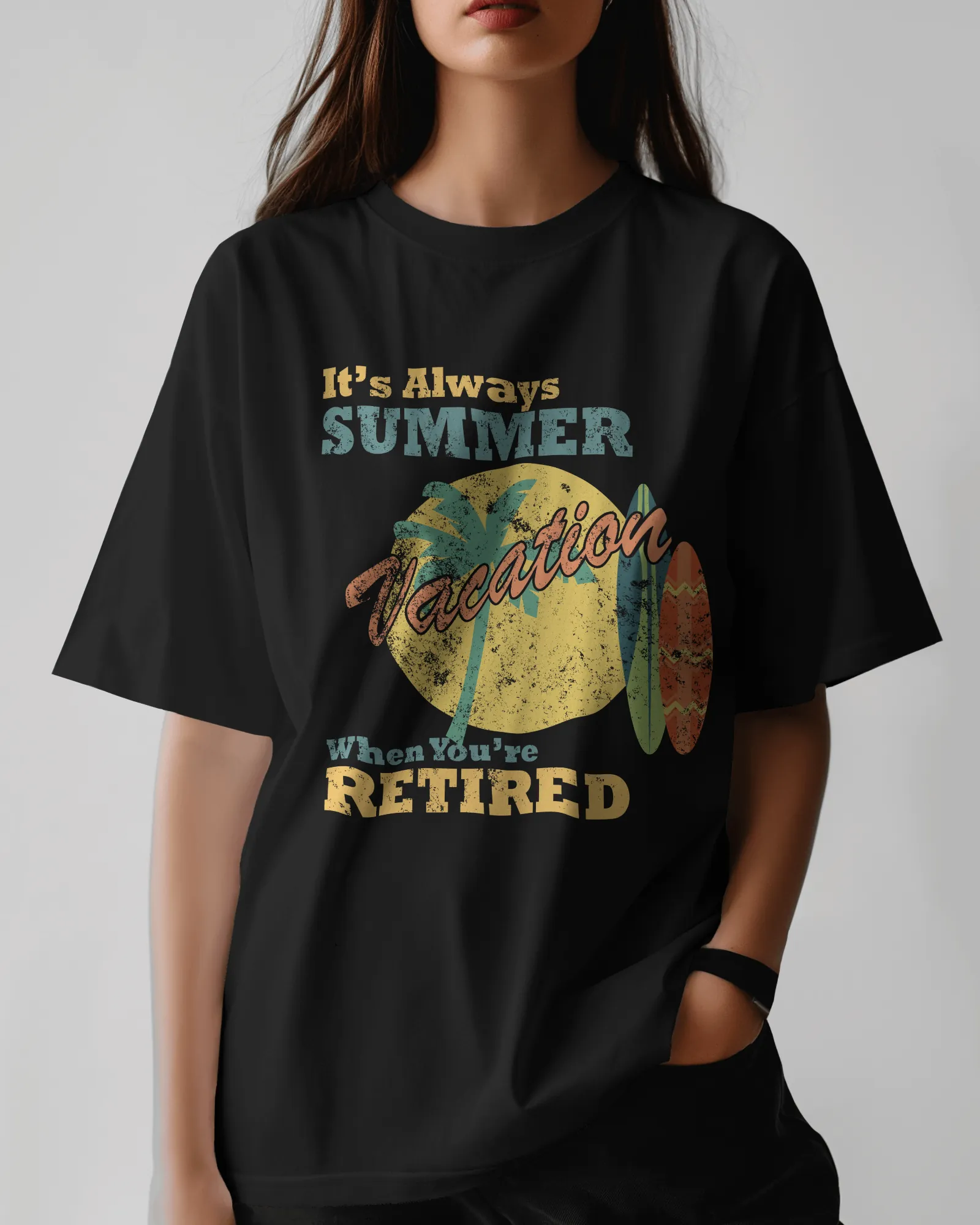 ['Premium Retirement Vacation Oversized Black T-Shirt by YORD (Apparel) - photo 1 of 7', 'Premium Retirement Vacation Oversized Black T-Shirt by YORD (Apparel) - photo 2 of 7', 'Premium Retirement Vacation Oversized Black T-Shirt by YORD (Apparel) - photo 3 of 7', 'Premium Retirement Vacation Oversized Black T-Shirt by YORD (Apparel) - photo 4 of 7', 'Premium Retirement Vacation Oversized Black T-Shirt by YORD (Apparel) - photo 5 of 7', 'Premium Retirement Vacation Oversized Black T-Shirt by YORD (Apparel) 
