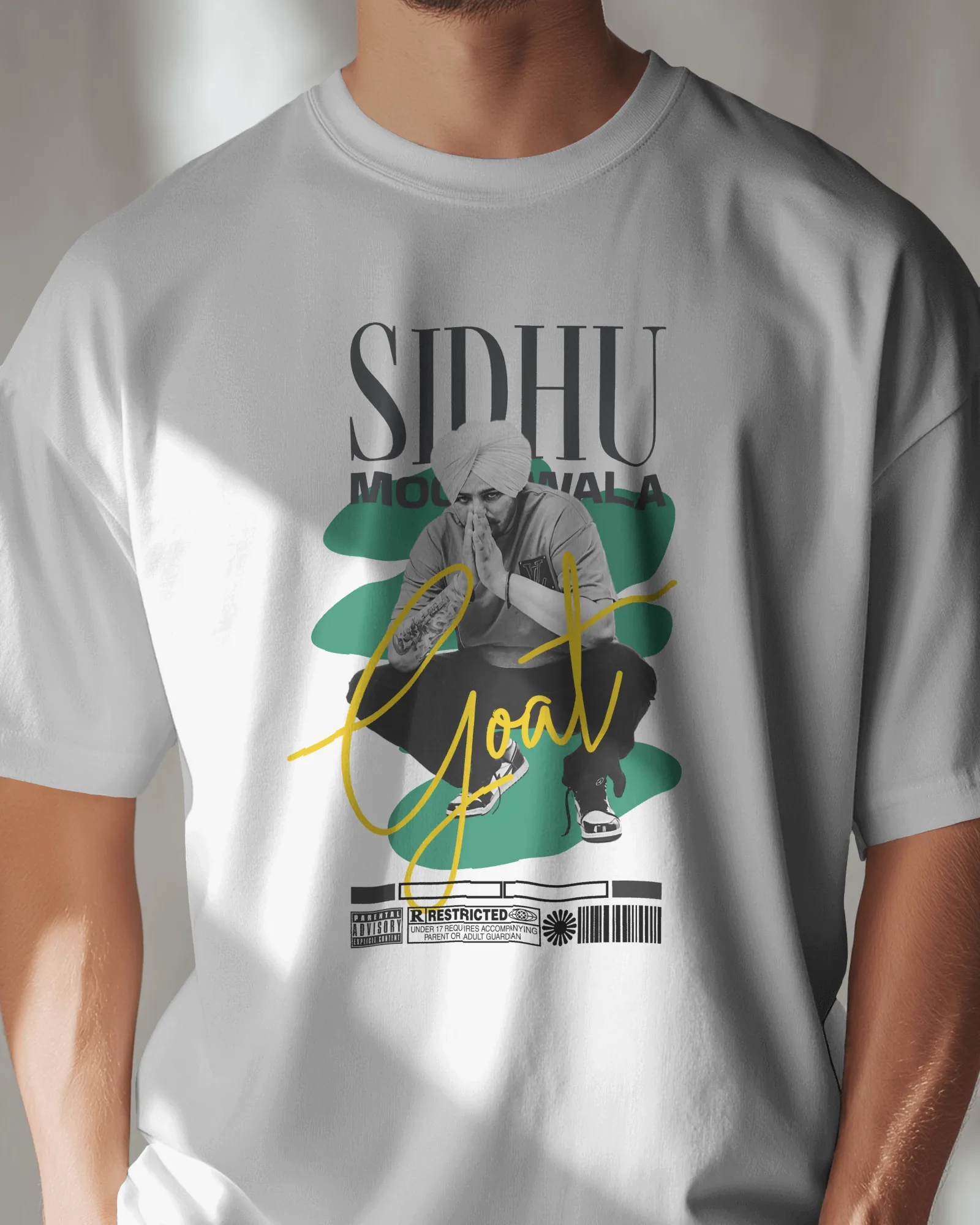 ['Premium Regular Sidhu Moosewala GOAT Edition White T-shirt by YORD (T-Shirts) - photo 1 of 7', 'Premium Regular Sidhu Moosewala GOAT Edition White T-shirt by YORD (T-Shirts) - photo 2 of 7', 'Premium Regular Sidhu Moosewala GOAT Edition White T-shirt by YORD (T-Shirts) - photo 3 of 7', 'Premium Regular Sidhu Moosewala GOAT Edition White T-shirt by YORD (T-Shirts) - photo 4 of 7', 'Premium Regular Sidhu Moosewala GOAT Edition White T-shirt by YORD (T-Shirts) - photo 5 of 7', 'Premium Regular Sidhu Moosewal