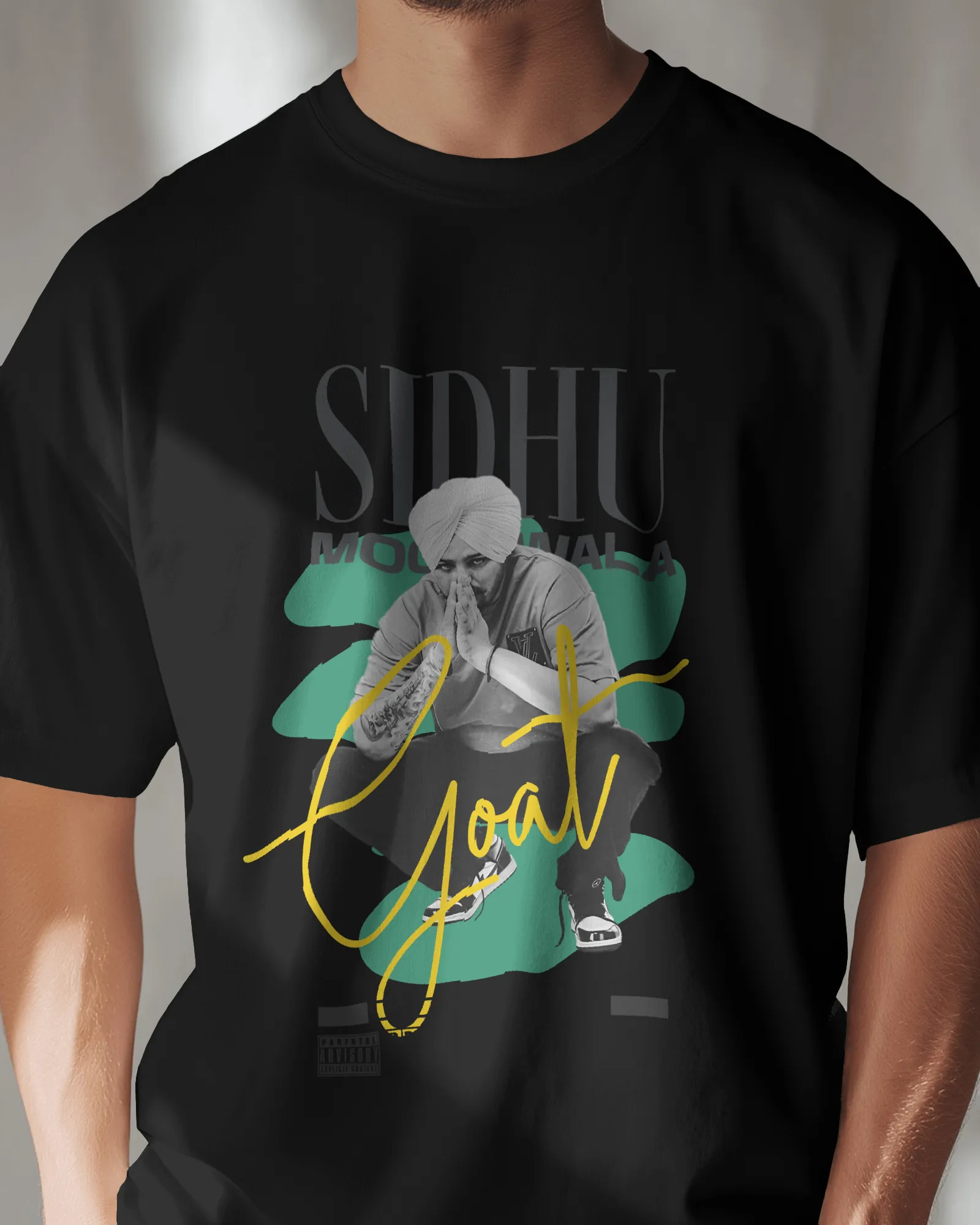 ["Premium Sidhu Moosewala 'GOAT' Tribute Limited Edition T-shirt by YORD (T-Shirts) - photo 1 of 4", "Premium Sidhu Moosewala 'GOAT' Tribute Limited Edition T-shirt by YORD (T-Shirts) - photo 2 of 4", "Premium Sidhu Moosewala 'GOAT' Tribute Limited Edition T-shirt by YORD (T-Shirts) - photo 3 of 4", "Premium Sidhu Moosewala 'GOAT' Tribute Limited Edition T-shirt by YORD (T-Shirts) - photo 4 of 4"]