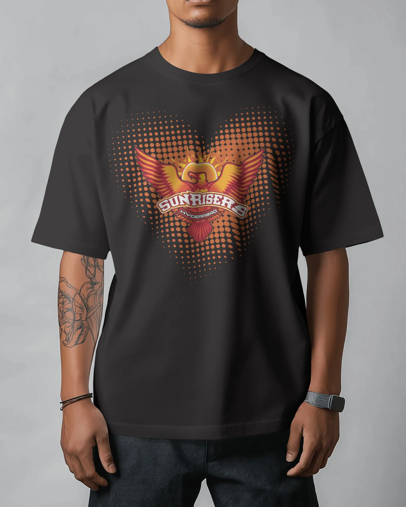 ['Premium Sunrisers Hyderabad Oversized Cricket Fan T-shirt by YORD (T-Shirts) - photo 1 of 5', 'Premium Sunrisers Hyderabad Oversized Cricket Fan T-shirt by YORD (T-Shirts) - photo 2 of 5', 'Premium Sunrisers Hyderabad Oversized Cricket Fan T-shirt by YORD (T-Shirts) - photo 3 of 5', 'Premium Sunrisers Hyderabad Oversized Cricket Fan T-shirt by YORD (T-Shirts) - photo 4 of 5', 'Premium Sunrisers Hyderabad Oversized Cricket Fan T-shirt by YORD (T-Shirts) - photo 5 of 5']