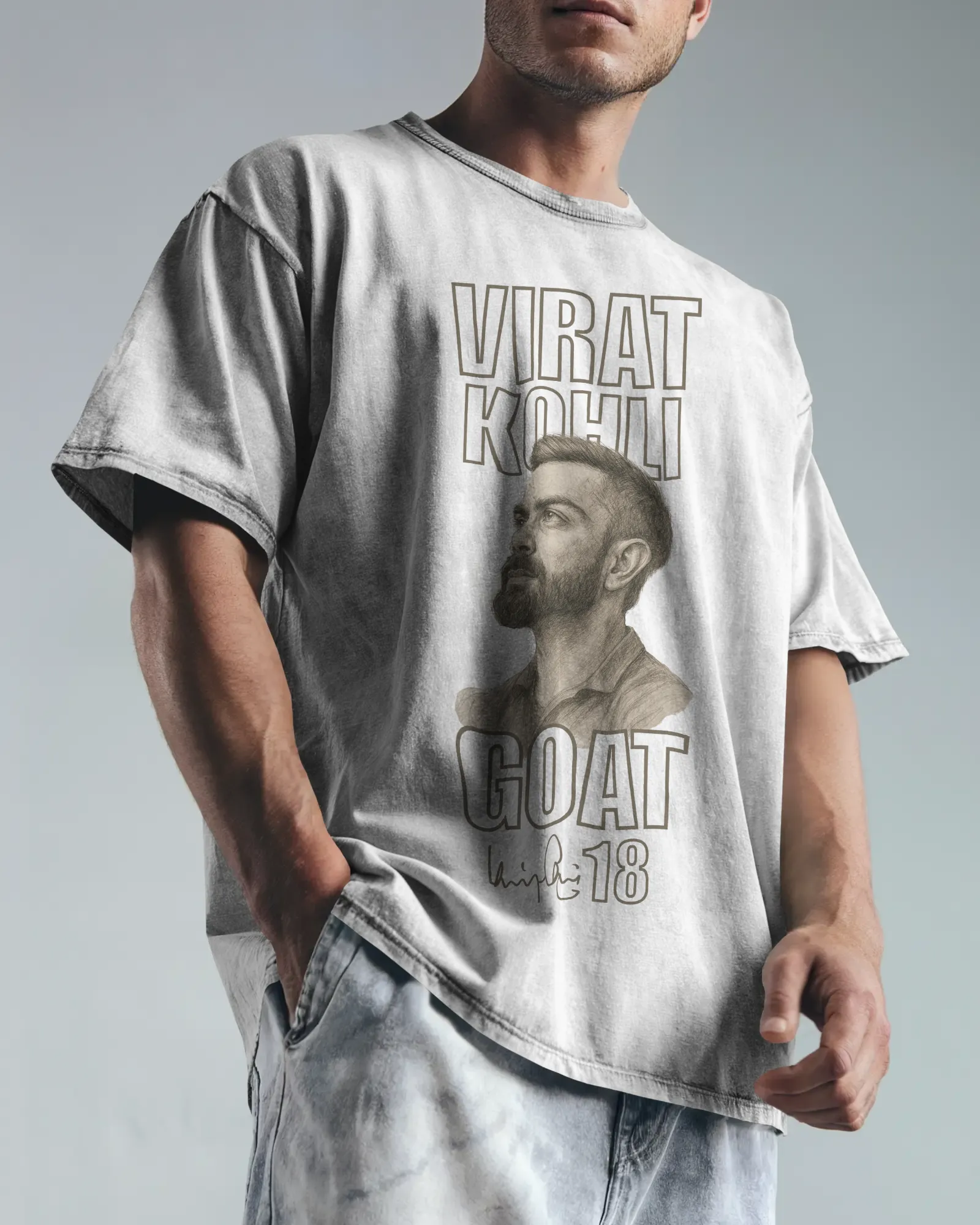 ['Premium Virat Kohli GOAT 18 Oversized T-shirt | Limited Edition by YORD (T-Shirts) - photo 1 of 8', 'Premium Virat Kohli GOAT 18 Oversized T-shirt | Limited Edition by YORD (T-Shirts) - photo 2 of 8', 'Premium Virat Kohli GOAT 18 Oversized T-shirt | Limited Edition by YORD (T-Shirts) - photo 3 of 8', 'Premium Virat Kohli GOAT 18 Oversized T-shirt | Limited Edition by YORD (T-Shirts) - photo 4 of 8', 'Premium Virat Kohli GOAT 18 Oversized T-shirt | Limited Edition by YORD (T-Shirts) - photo 5 of 8', 'Premi